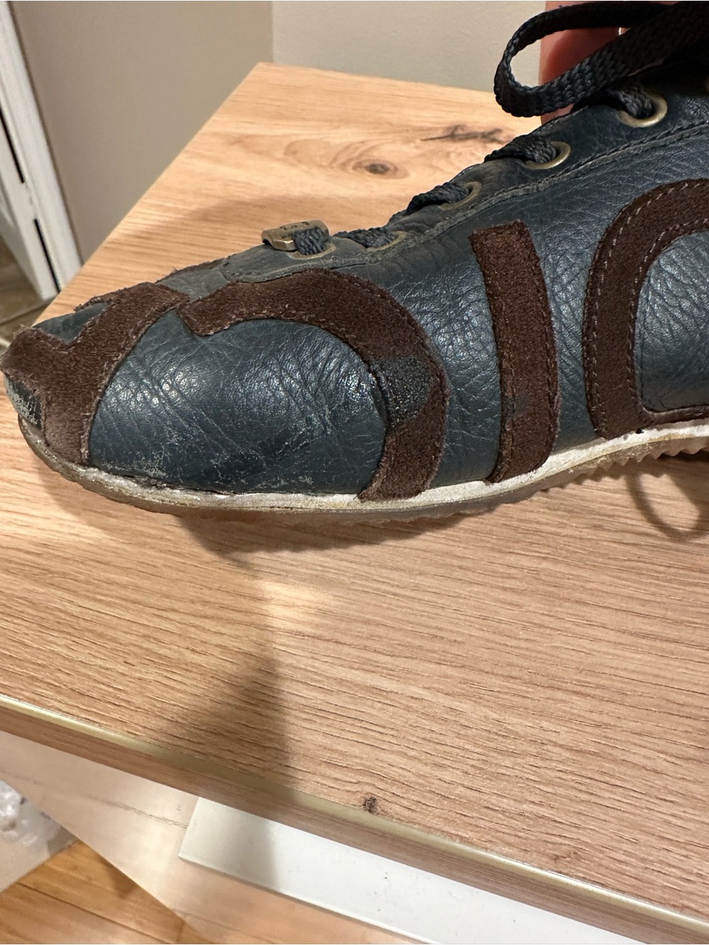 Dolce & Gabbana Leather Sneakers Brown Suede Logo Distressed Low Top Size 9.5 - Picture 7 of 9